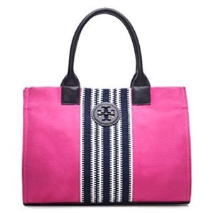 NWT Tory Burch Bougainville Pink n Navy Ella Tote